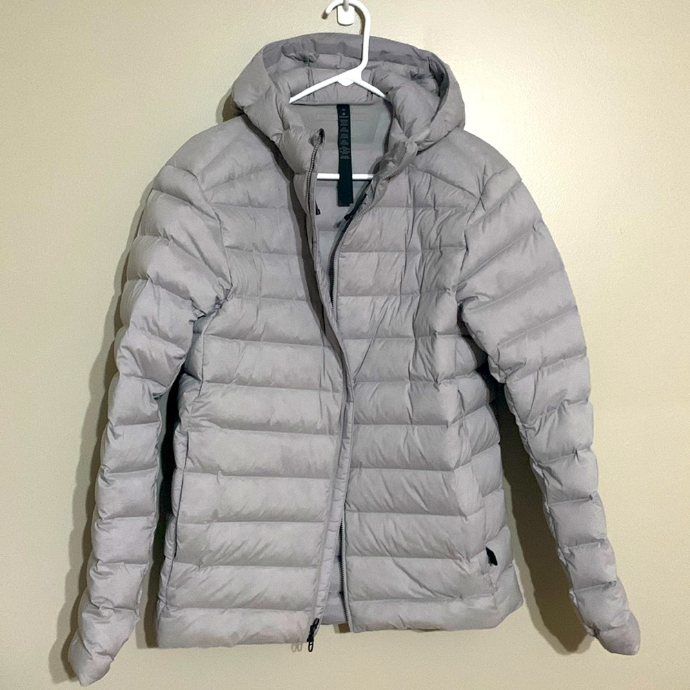 Lululemon Navigation 700-Fill Stretch Goose Down Hoodie/Jacket Men M Silver/Grey